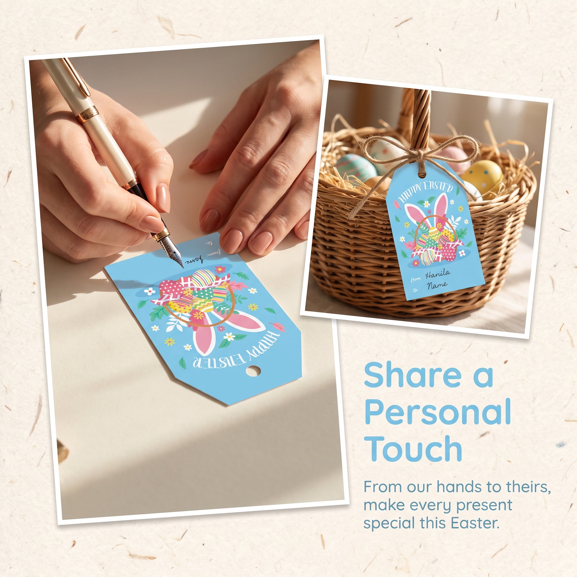 Unique Bargains 100Pcs Easter Gift Tags with Twine for Wrapping Basket Pattern 2" x 3.1"