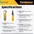 thumbnail image 3 of Pinza amperimétrica Fieldpiece SC440 True RMS con temperatura, 3 of 6