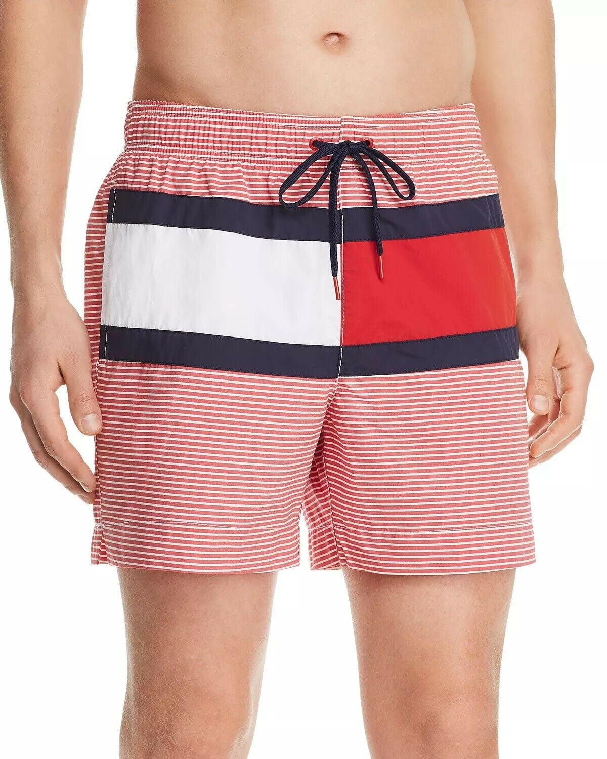 MENS TOMMY HILFIGER Flag ITHACA Medium Drawstring Swim Shorts (RED STRIPE,XL) - Walmart.com