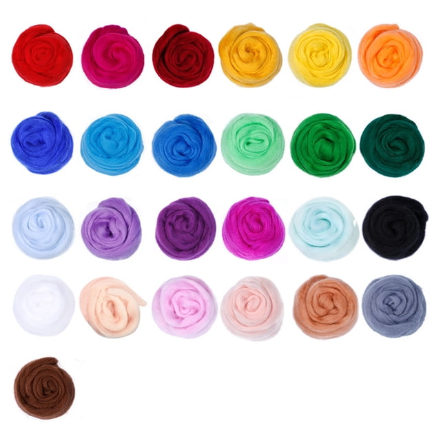 Needle Needle Felting Kit Wool Roving 25 Colors Set Needle Felting Starter Kit Fibre Yarn Needle Felting Supplies for DIY Crafting Home Office Art Use
