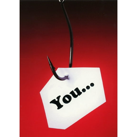 Designer Greetings Paper Message Caught on Fishing Hook Photo Humorous / Funny Valentine's Day Card