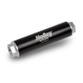 thumbnail image 1 of Holley Performance Fuel Filter 162-577 In-Line; Gasoline; 12AN Inlet/Outlet; 2 Inch Diameter x 8.75 Inch Length; Staless Steel Woven Mesh; Black; Anodized; Aluminum, 1 of 4
