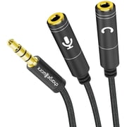 ChargeWorx 3.5mm Mic and Headphone Jack Splitter, AUX Y-Splitter Adapter with Gold-Plated Connectors, Tangle-Free Audio Cable for Smartphone, PC, Laptop, Tablet, Gaming Consoles