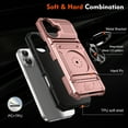 thumbnail image 6 of ELEHOLD for iPhone 17 Rugged Hard Case with Metal Ring Holder Kickstand Work with Magnetic Car Mount Hidden Card Slot Pocket Shockproof Protective Cover,Rosegold, 6 of 7