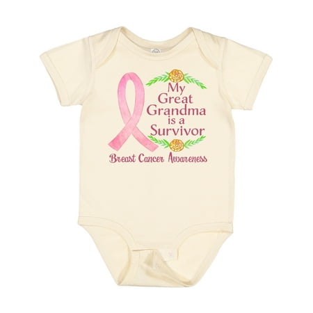 

Inktastic My Great Grandma is a Survivor Breast Cancer Awareness Boys or Girls Baby Bodysuit