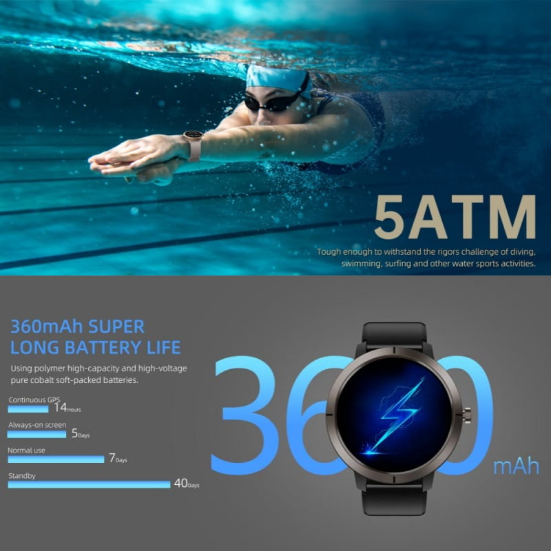 AIEK New DM76 Smart Watch 5ATM Waterproof Swimming GPS Built-in Dual-band GNSS 466*466 Compass Military Bluetooth call Sport Smartwatch Men Woman