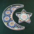 thumbnail image 5 of Bandeja de madera para Ramadán, luna, estrella, vajilla de madera para el hogar, caja de regalo para Eid Mubarak, castillo de cinta azul, 5 of 5