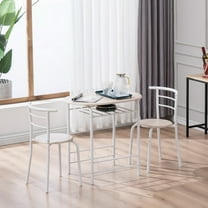 Modern Dining Table Set, SYNGAR 3 Piece Bistro Set with Shelf for Home, 1 Table & 2 Chairs Set, Kitchen Dining Table and Chairs Set for 2 Person, Breakfast Dining Set for Compact Space, Oak, D7382