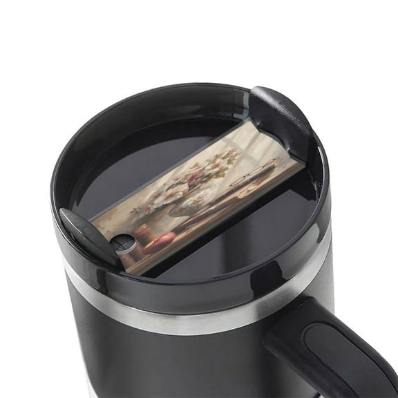 Hirioo Vintage Floral Vase With Books for Stanley Cup Lid Nameplate Personalized Acrylic Nameplate Tumbler Lid Topper(30oz , 40oz)