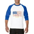 thumbnail image 1 of Artix - Mens Raglan Sleeve Baseball T-Shirts, up to Size 3XL - American Flag USA in Gold, 1 of 4