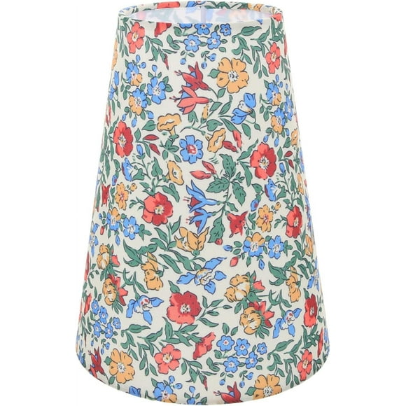 Queilt High Table Lamp Fabric Lampshade E27 Spring Flower Fabric Lampshade Floor Lamp Cover Chandelier Lampshade Replacement For Bedside Lamp