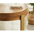 thumbnail image 4 of MCPRST Round Wood Coffee Tables Set of 2, Solid Wood Farmhouse Circle Tables Set with Metal Leg, Gold, 4 of 4