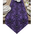 thumbnail image 1 of Cotton Linen Table Runners Halloween Skull Purple Background Kitchen Dining Burlap Table Decoration for Home Party Decor 13 x 70 Inch, 1 of 8