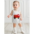 thumbnail image 4 of Miaouyo Infant Baby Girls Boys Knit Romper 0 3 6 12 18 Months Fashionable Fire Truck Embroidery Square Neck Sleeveless Jumpsuits, 4 of 9