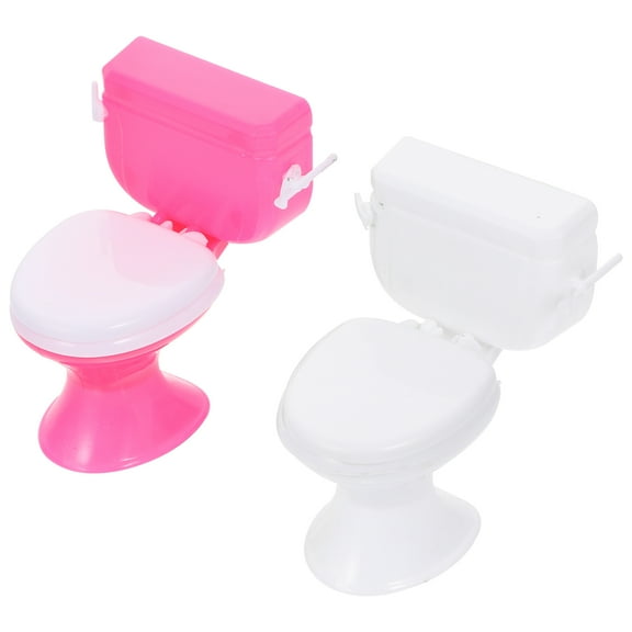 Pretyzoom 2Pack Toilet Toy Simulation in White for Kids Home Experience