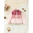 thumbnail image 2 of Kucnuzki 7T Little Girl Winter Tops Kids Girl Coats 8T Long Sleeve Color-Blocked Fluffy Zipper Coat Pink, 2 of 6