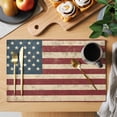thumbnail image 2 of Retro Red Blue American Flag Placemats Set of 8 US Flag Vintage Stars Place Mats Indoor Wipeable Table Mats Washable Cloth Dining Table Placemats for Kitchen Holiday Party Home Decor 13x19 Inch, 2 of 9