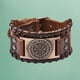 thumbnail image 1 of para hombre de cuerda , de brazalete ajustable de material cuero PU, joyería de amulèto de runas Nórdicas Marrón Cuero Salvador Dali Pulseras anchas de puño, 1 of 10