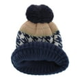 thumbnail image 2 of CTM  Knit Houndstooth Pattern Winter Beanie Hat with Pom (Women), 2 of 3