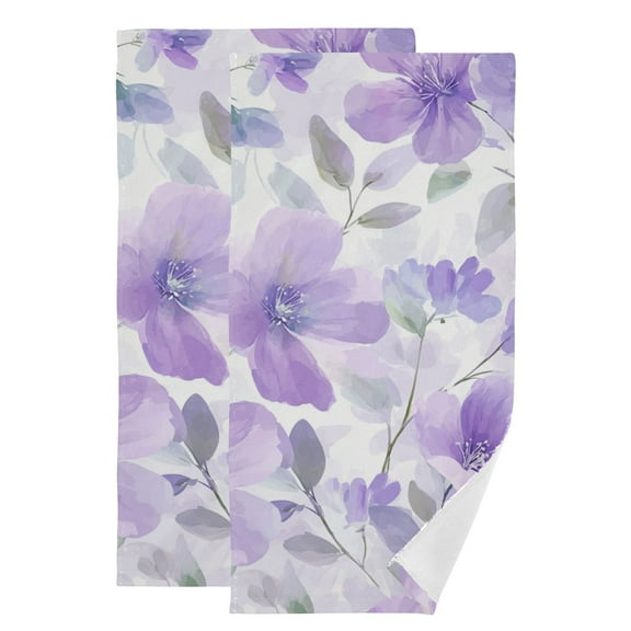 Light Purple Florals Hand Towel Absorbent Bath Towels for Bathroom Sports Gym 28" x 14" Set of 2