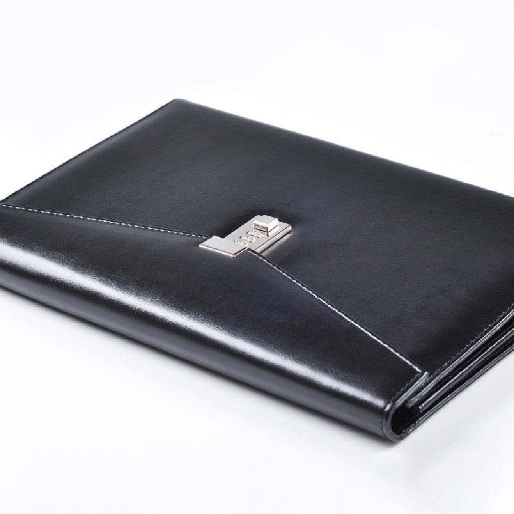 A4 Document File Folder with Password Lock Briefcase Organizer PU Leather Office