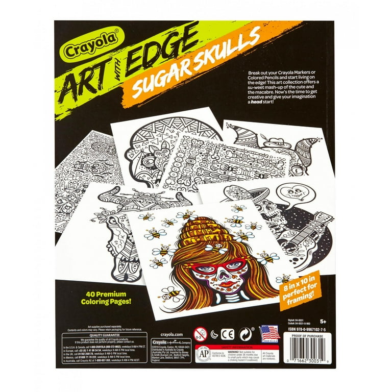 スカルアート Crayola Art With Edge Sugar Skulls Cute Adult Coloring Book