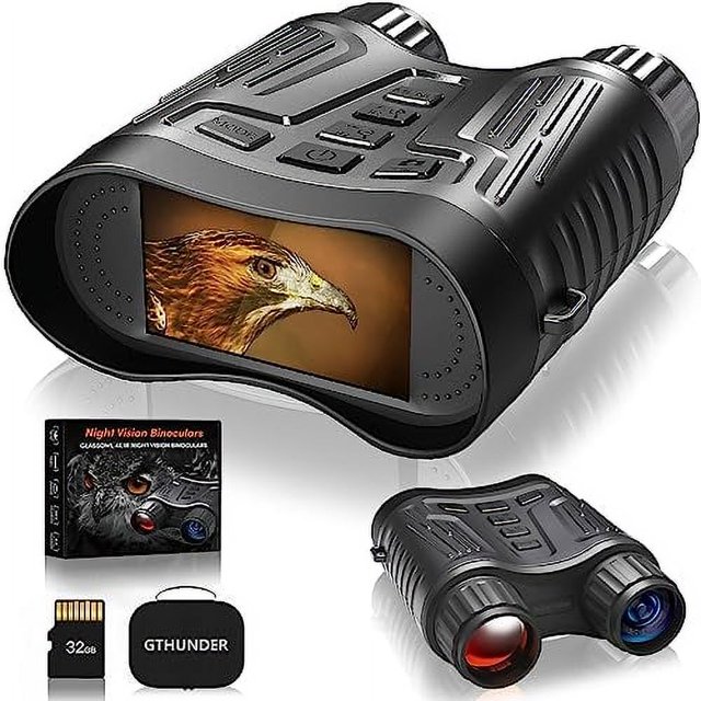 GTHUNDER Jumelles de Vision Nocturne - Lunettes de Vision Nocturne Numériques Infrarouges Rechargeables 4K