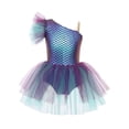 thumbnail image 5 of Raenseen Girls Mermaid Fish Scales Print Tutu Ballet Dance Performance Dress Purple 6, 5 of 7