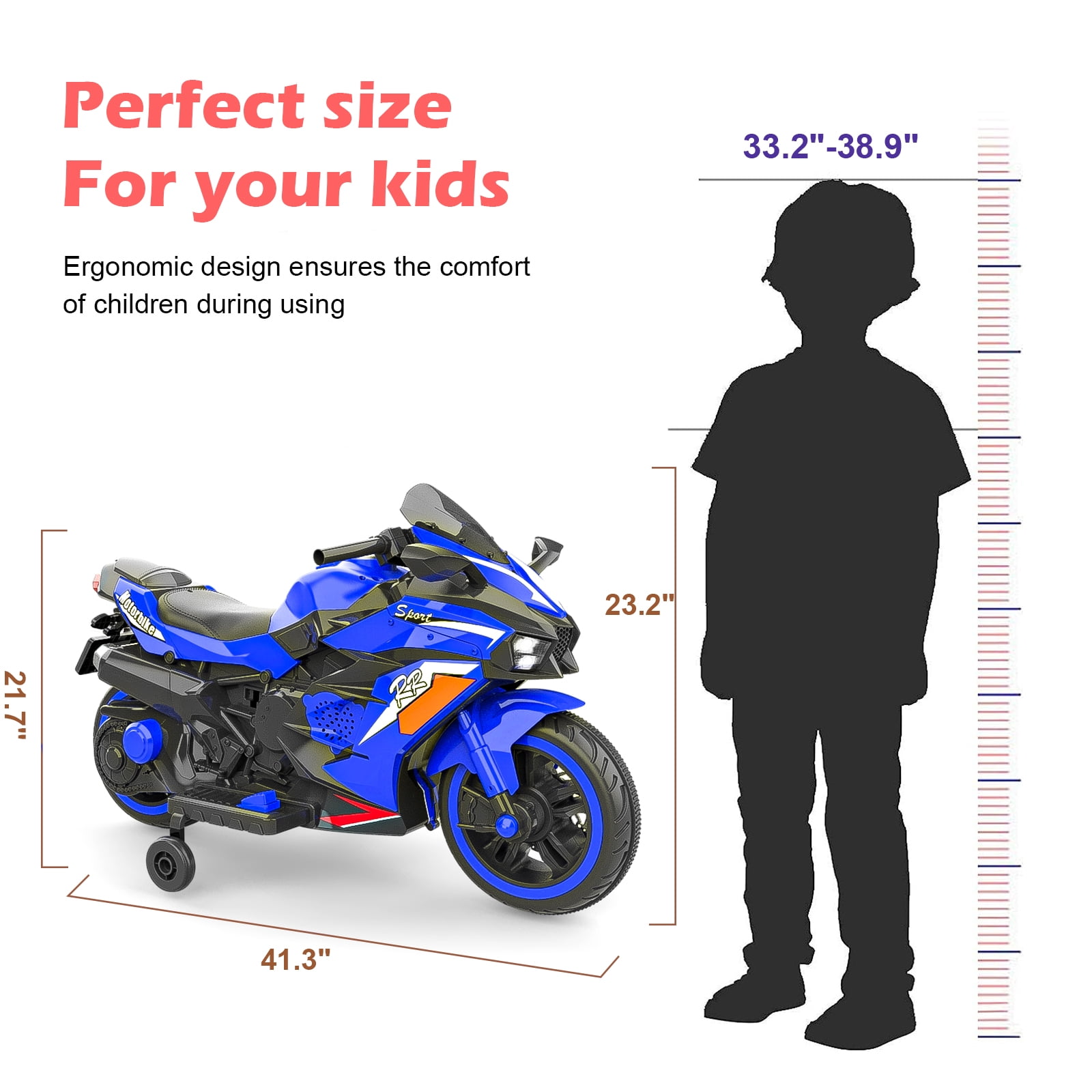 Zogymoz 12V Ride on Motorcycle for Kids, Electric Motorcycle with Remote Control, Powered Ride-ons Toy Gifts