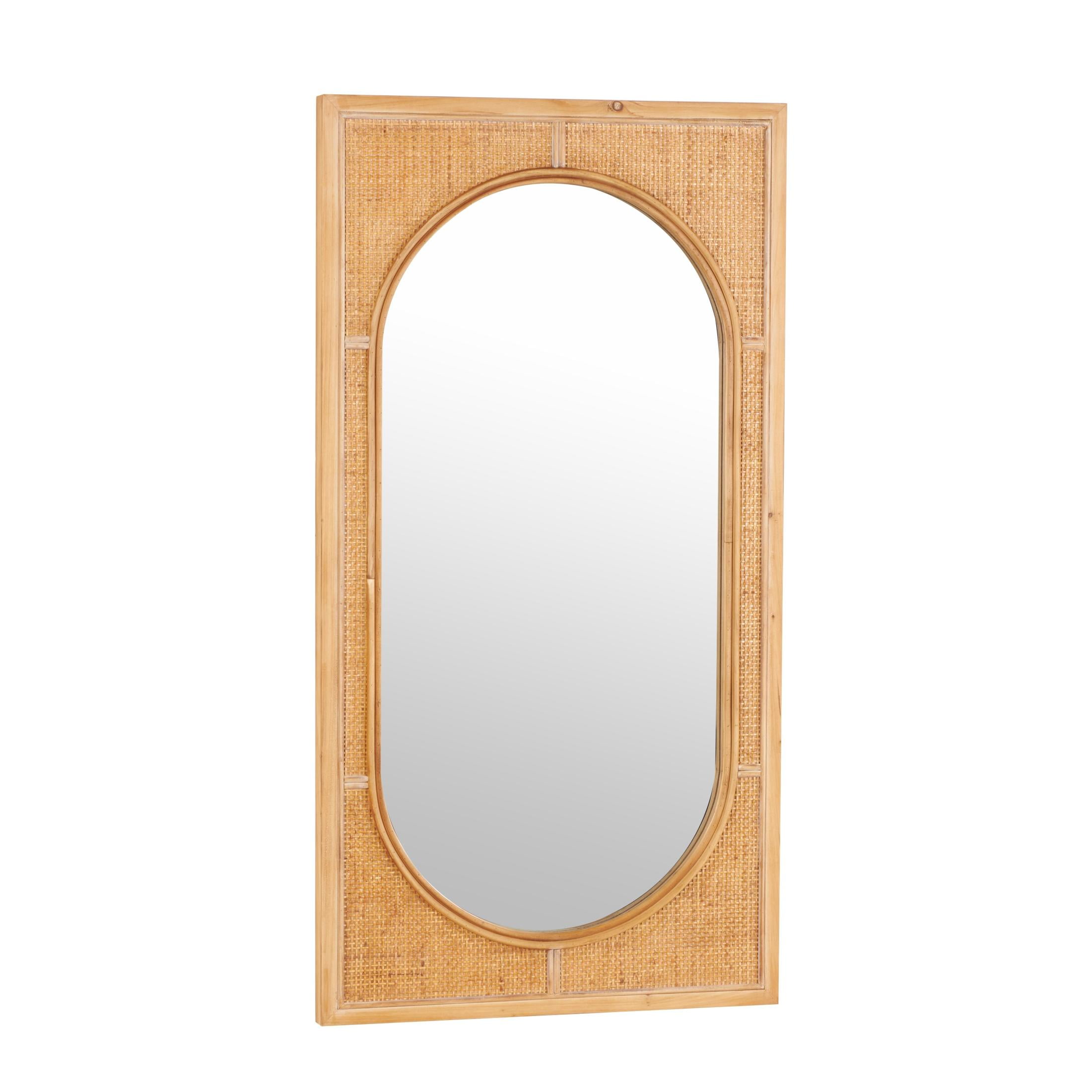 DecMode 22" x 42" Brown Wall Mirror with Oval Center