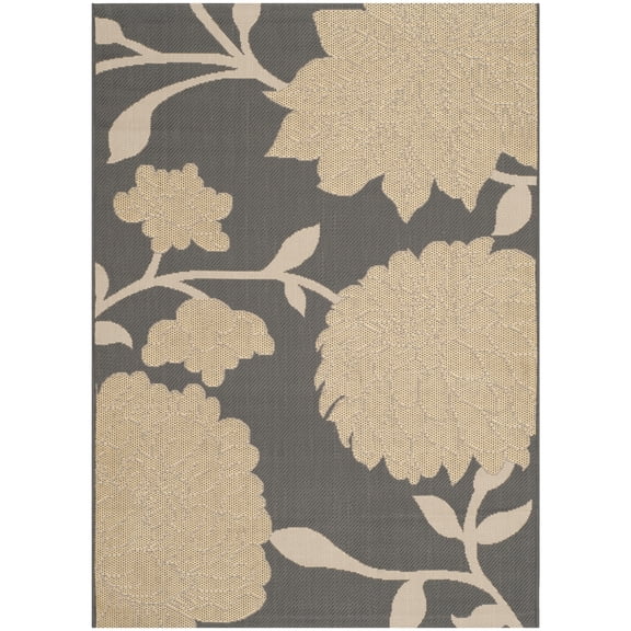 Safavieh Courtyard Tyson Floral Indoor/Outdoor Area Rug, Anthracite/Beige, 4' x 5'7"