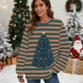 thumbnail image 2 of Women’s Retro Christmas Cartoon Print Round Neck Hoodie Casual Fall Winter Sweatshirt Fun Holiday Light Graphic Pullover Comfortable Xmas Novelty Gift Top, 2 of 7