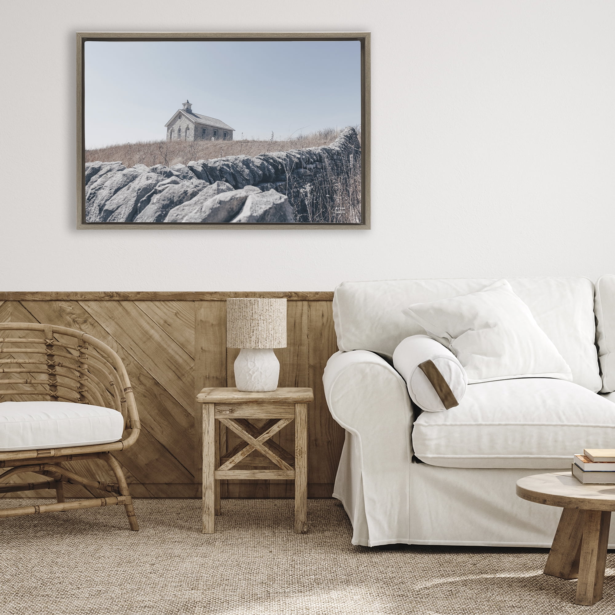Stupell Industries One Room Schoolhouse Brown Framed Floater Canvas Wall Art, design by Nathan Larson