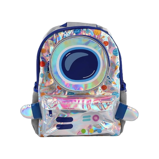 Mochila Pen + Gear Diseño Metálico Estilo Astronauta Plateado
