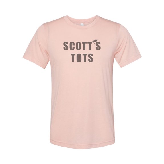 "Scott's Tots Shirt, The Office Tee, The Office Shirt, Sublimation T, Unisex, Michael Scott, Funny Tees, Gift For Him, Mom Shirt, Tots, Peach, LARGE"