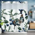 thumbnail image 6 of Butterflies Fruit No Hooks Shower Curtain with Snap-in Liner Blueberries Green Leaves Branch Plant Shower Curtains for Bathroom, Waterproof, Easy Install, Washable 72"x72", 6 of 9