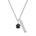 thumbnail image 1 of Delight Jewelry Silvertone Small Black Paw Silvertone Be Strong and Courageous Bar Charm Necklace, 23", 1 of 4