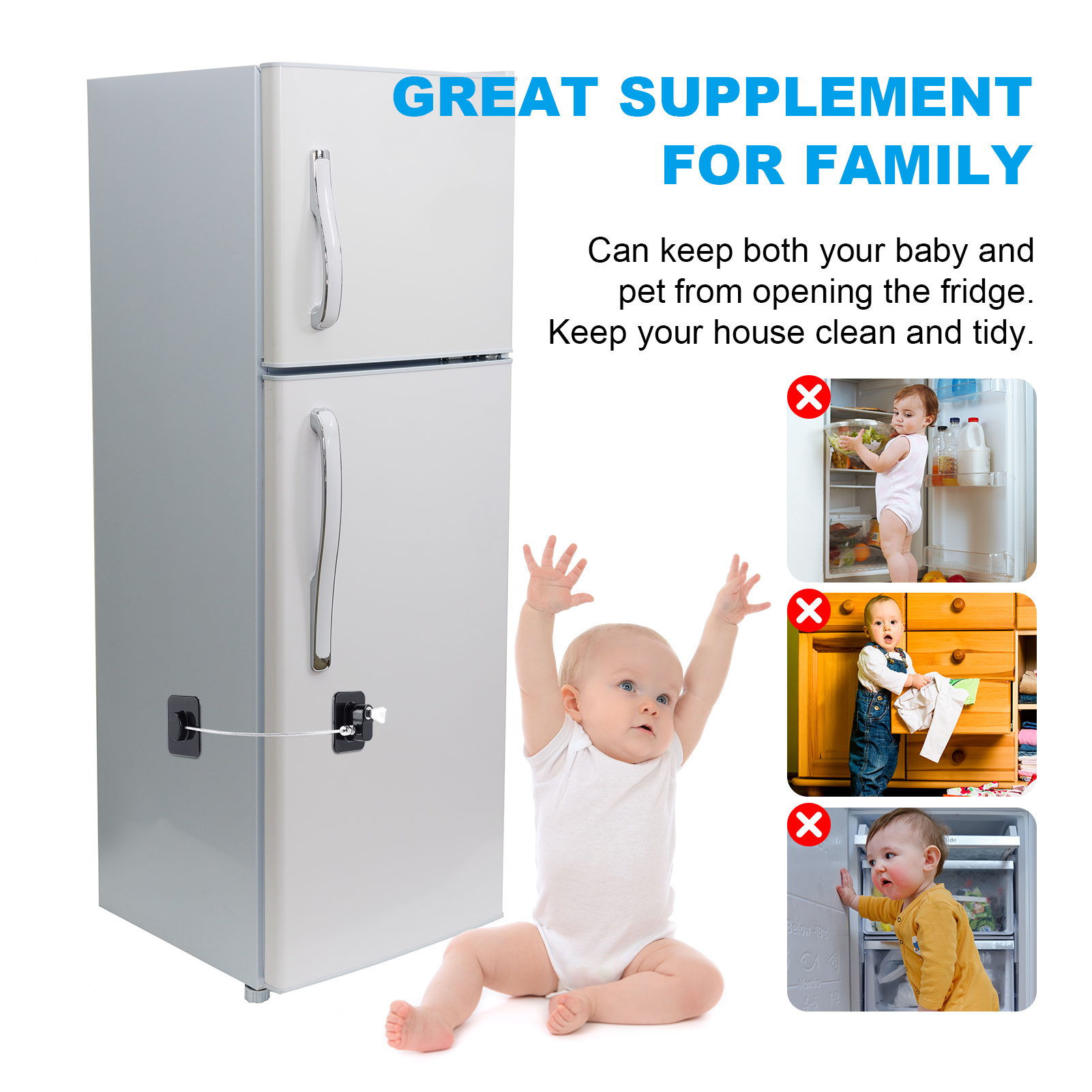 Topekada Refrigerator Door Lock, 5-Pack with Keys photo 4