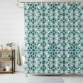 thumbnail image 2 of Shower Curtain Green Floral Stripes Bathroom Curtains with Hooks, Waterproof Fabric Geometric Morocco Art Bath Shower Curtains Set for Bathroom Bathtubs Decor 36x72 Inch, 2 of 9