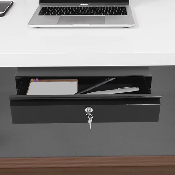Wildnix Under Desk Pull-Out Drawer with Lock, Quiet Sliding Mechanism, and Recessed Handle for Organized Workspace and Easy Access