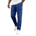 thumbnail image 2 of Mens Athletic Pants Breathable Slim Fit Drawstring Waist Stretch Casual Trousers Straight Leg Active Jogger Pants Dark Blue 2XL, 2 of 6