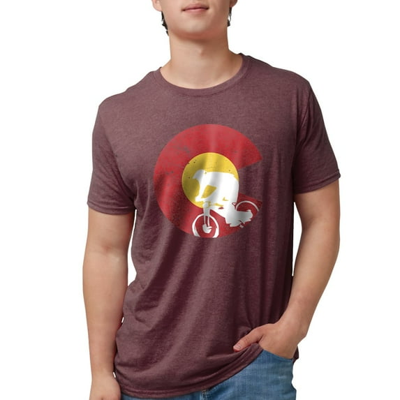 CafePress - Mountain Bike Colorado Mens Tri Blend T Shirt - Mens Tri-blend T-Shirt