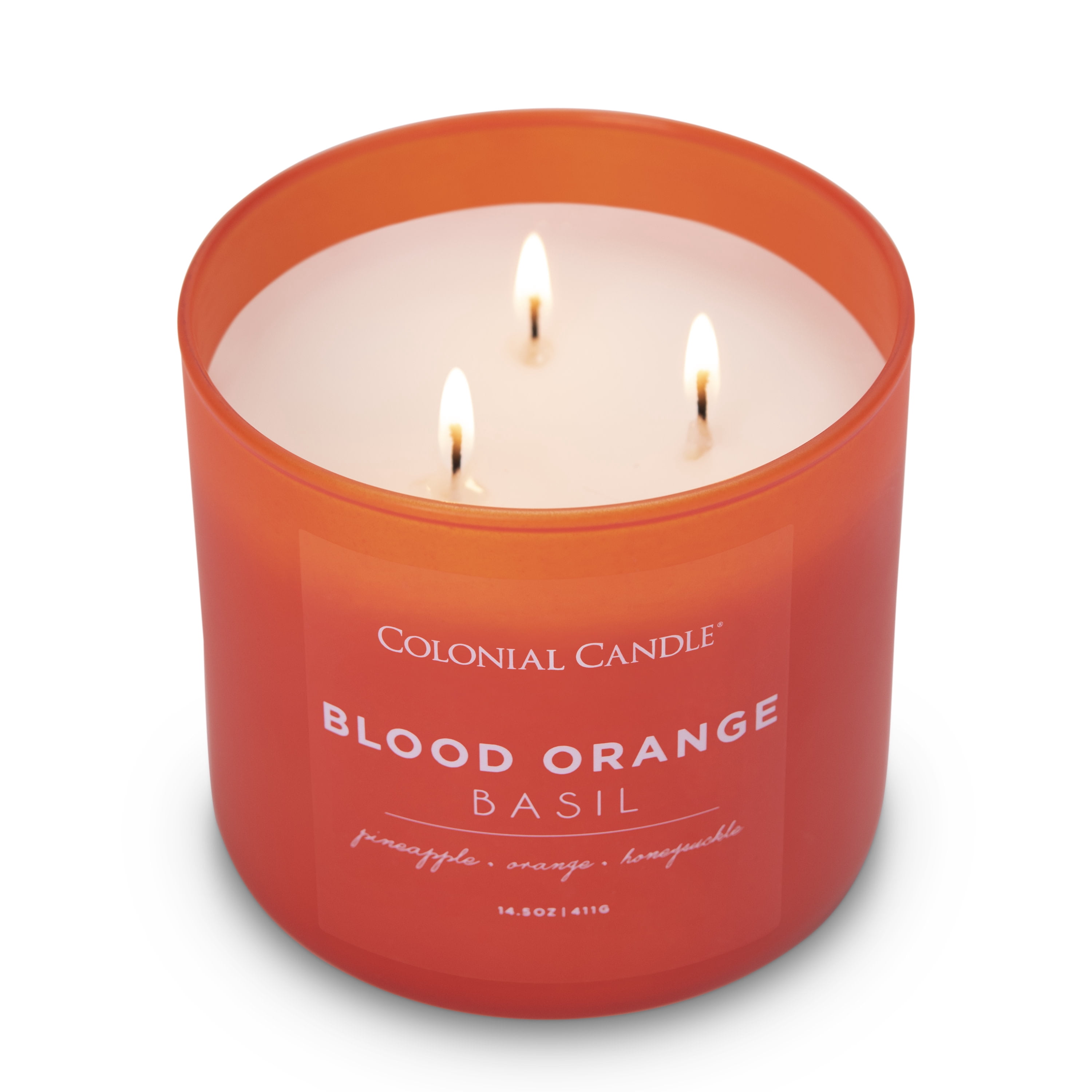 Colonial Candle Blood Orange Basil 3 Wick Candle, 14.5 oz, Orange