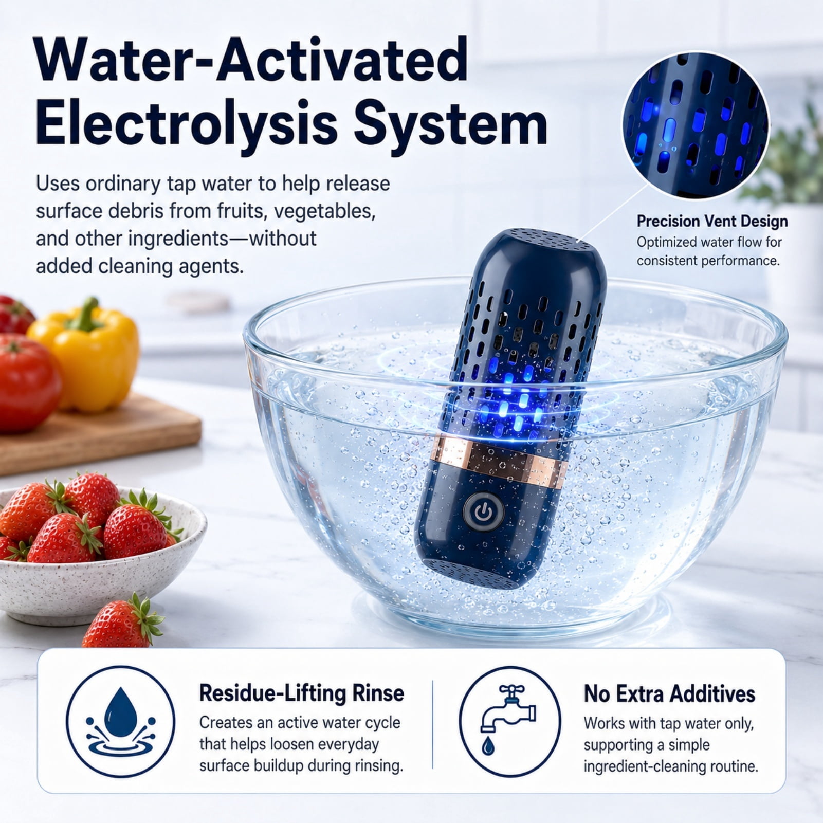 50PCS*Podfresh Vegetable Cleaner, Pod Fresh Fruit Cleaner, Water Molecule Decomposition Technology with One-Touch Wireless Operation, Portable Capsule Design, Ideal for Fruits and Vegetables
