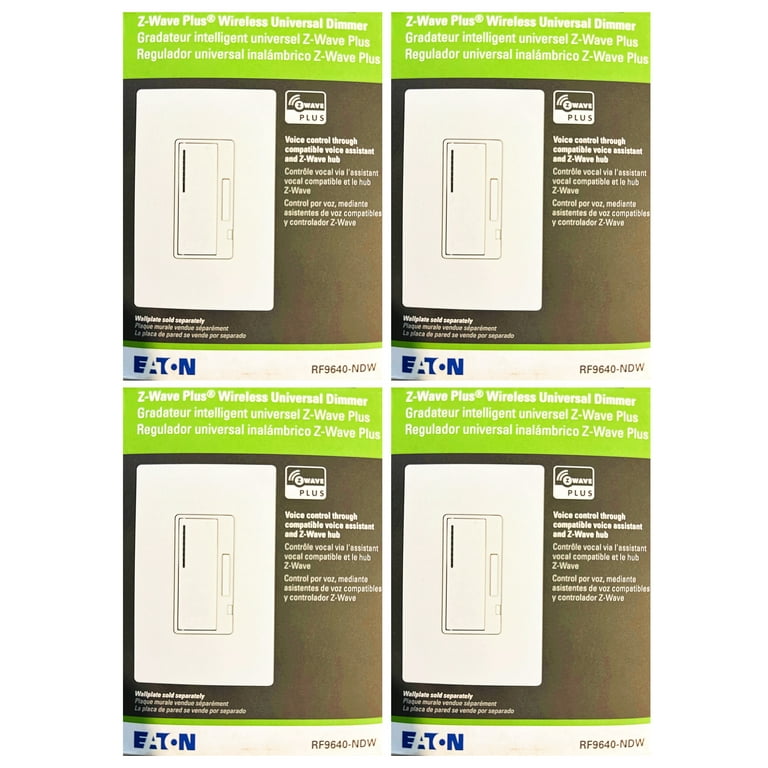 case of 4) EATON RF9640-NDW Z-Wave Plus Universal Dimmer, White