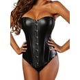 thumbnail image 1 of SAYFUT Fashion Women's Faux Leather Steampunk Corset Bustier Lingerie Waist Training Corset Body Shaper With G-String Black, 1 of 7