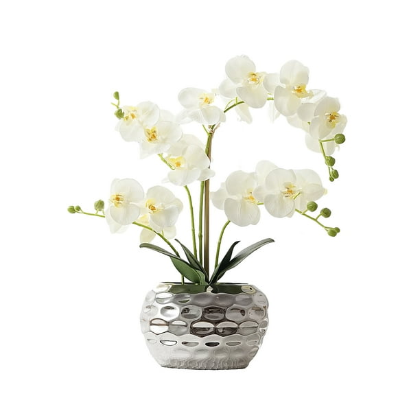 Planta de orquídea blanca artificial Matsuzay decoración en maceta