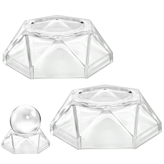 2 bases de exhibición de bolas de cristal, soportes geométricos de acrílico transparente para manualidades con esferas de vidrio.