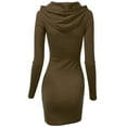 thumbnail image 3 of Doublju Women's Long Sleeve Slim Fit Henley Neck Hoodie Mini Dress, 3 of 4