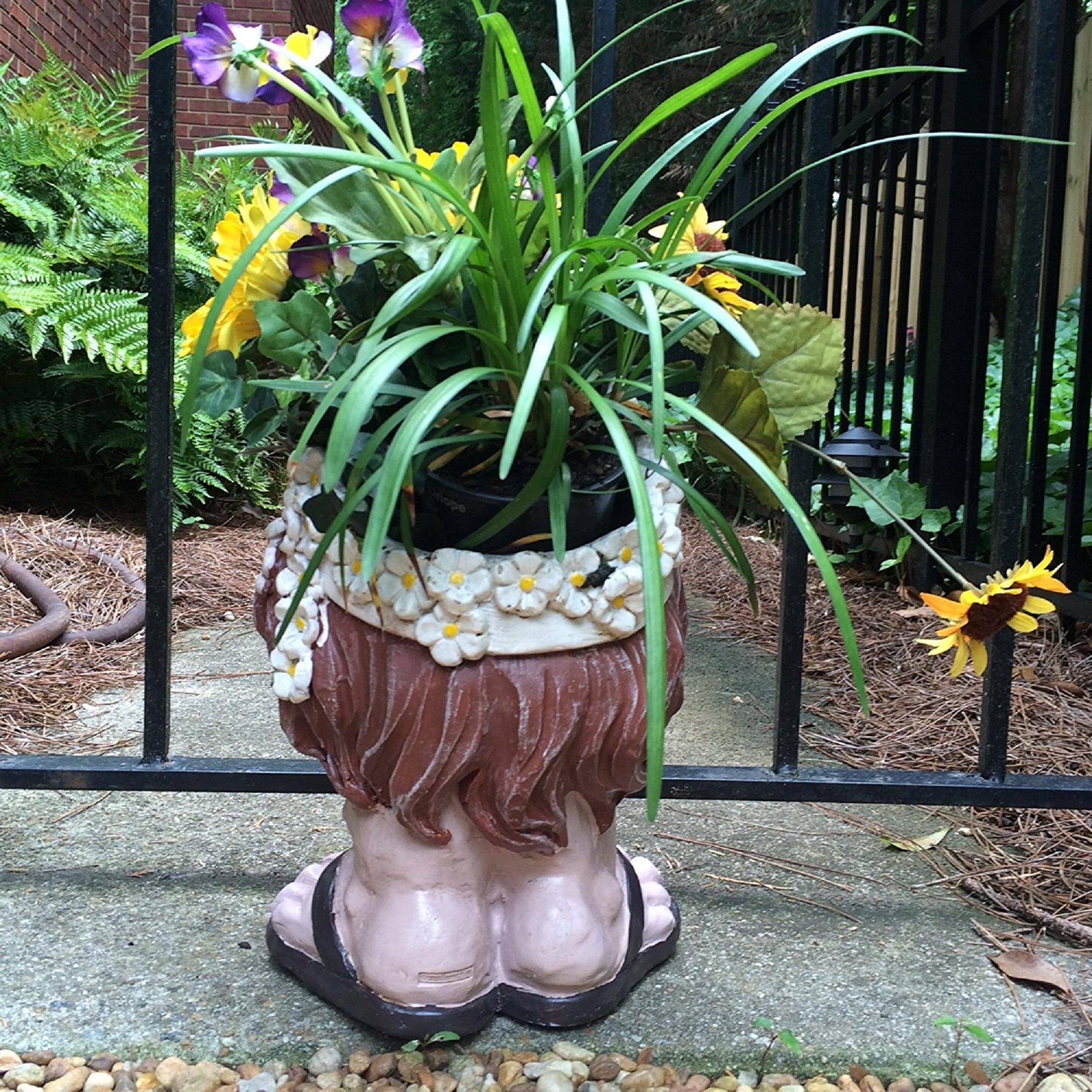 Homestyles 12"H Muggly Hippie "Janice" Painted Face Humorous Planter Statue (Holds 4" Pot)